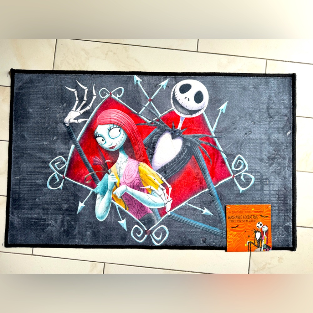 Nightmare Before Christmas Lightweight Accent Rug with Jack and Sally NWT